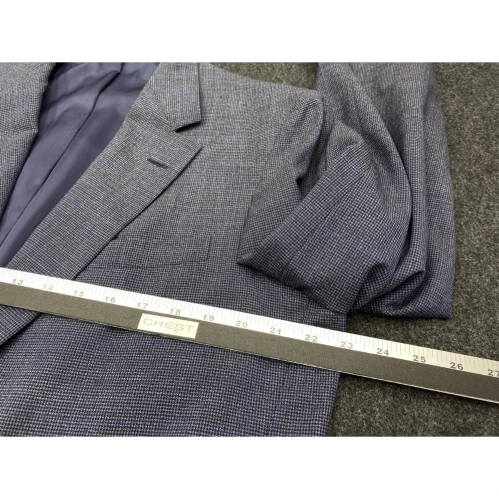 Walter Morton 2-Piece Suit Mens 48 Blue Grey Micro-Houndstooth Blazer Trousers